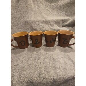 4 Cowboy Living  Buckaroo Stoneware 14 oz Coffee Cup Mug Brown Branding Details